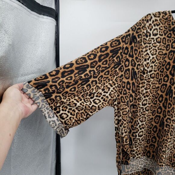 Umgee 2xl Leopard Print Sweater Womens Brown Black Cuffed Sleeve Oversized Boxy - Picture 9 of 12